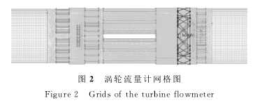 圖２　渦輪流量計(jì)網(wǎng)格圖