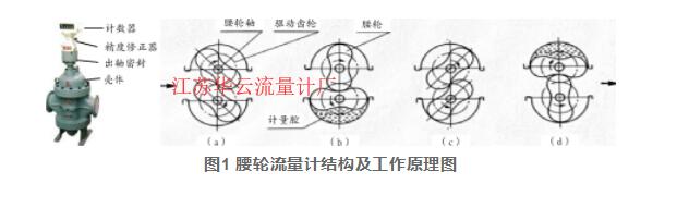 圖1 腰輪流量計結(jié)構(gòu)及工作原理圖